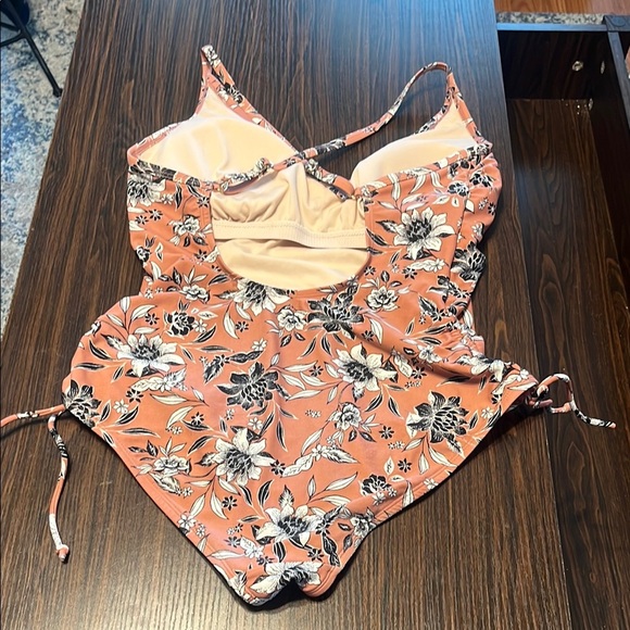 Kona Sol Pink One Piece Swimsuit with Floral Design - Picture 2 of 3
